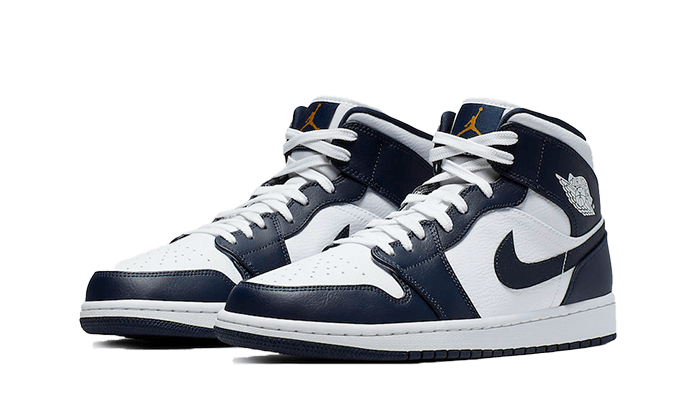 Air Jordan Air Jordan 1 Mid White Metallic Gold Obsidian - 554724-174 / 554725-174