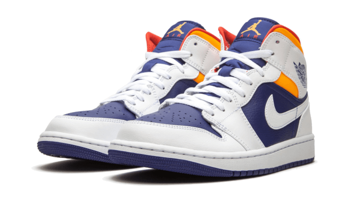 Air Jordan Air Jordan 1 Mid White Laser Orange Deep Royal Blue - 554725-131